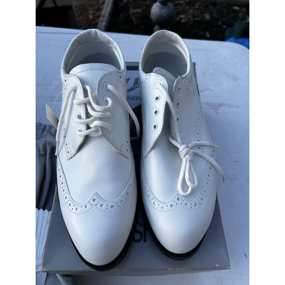VTG Endicott Johnson Golf Shoes Men’s White Leather Sz 9 Original Box New Fuzzy